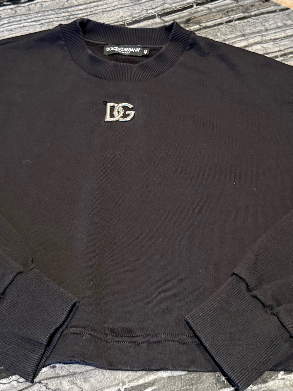 Dolce & Gabbana Black Cropp Sweater with DG Logo